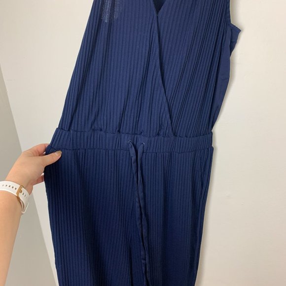 Anthropologie Saturday Sunday Juniper Navy Blue Jumpsuit Medium - Picture 4 of 10